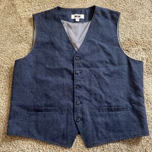 Joseph Abboud Vest Mens 2XL Blue Lined Five Button Faux Pocket Classic Fit